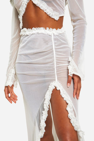 Ruffle Mesh Maxi Skirt