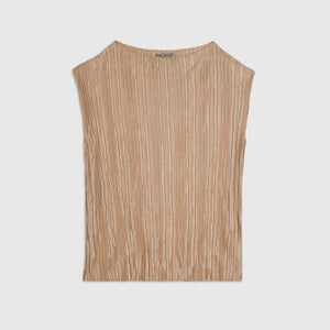 Beige Sleeveless Plisse Top
