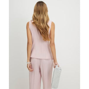 Pink Sleeveless Striped Longline Waistcoat