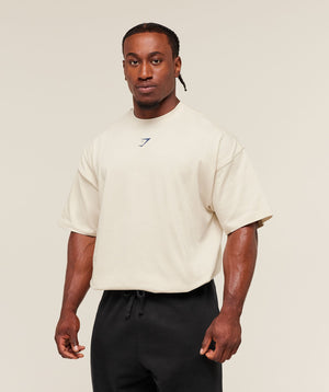 Gymshark Lifting Club T-Shirt - Oat White/Compound Blue