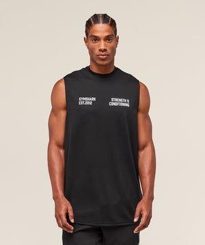 Gymshark S&C Graphic Cut Off Tank - Black