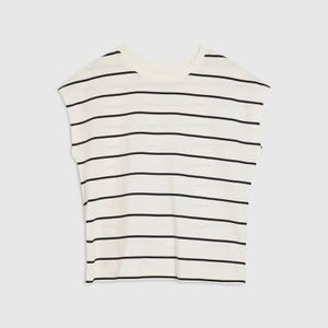 Cream Striped Grown On Sleeve T-shirt