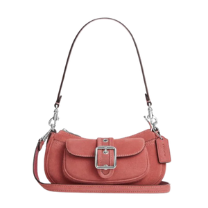 Coach Ashton Mini Shoulder Bag suede Silver Pink