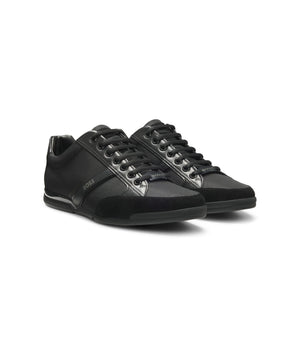 Boss Mixed Material Sneakers With Suede And Faux Leather Black Black