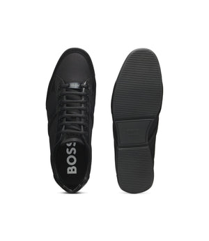 Boss Mixed Material Sneakers With Suede And Faux Leather Black Black