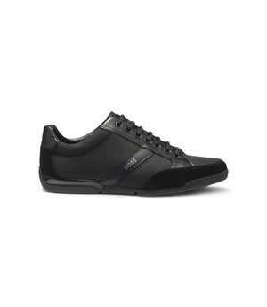 Boss Mixed Material Sneakers With Suede And Faux Leather Black Black