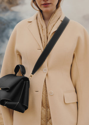 Polene Mokki Textured Black with Ecru Stitching
