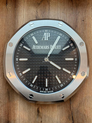 Audemars Piguet Wall Clock 40cm (16 inch) Stainless Steel Black 3 D Tapisserie Dial