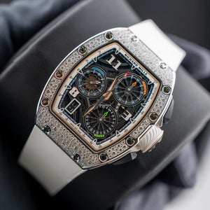 Richard Mille Automatic Winding Lifestyle Flyback Chronograph Rm72-01 White Gold with Diamond Setting
