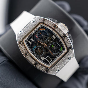 Richard Mille Automatic Winding Lifestyle Flyback Chronograph Rm72-01 White Gold with Diamond Setting