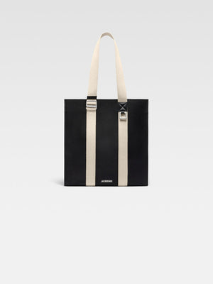 Jacquemus The Cuerda Shopper Bag Cotton Canvas And Leather Tote Bag Black