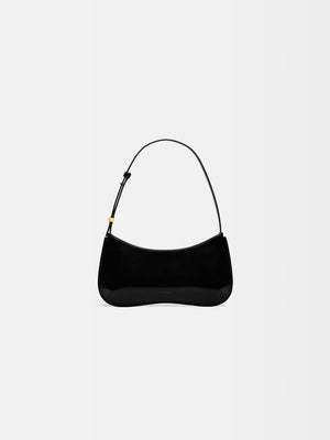 Jacquemus The Bisou Structured Handbag In Glazed Calf-Leather Black