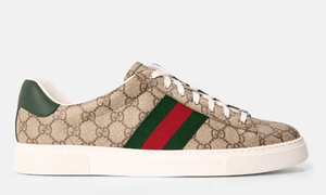 GUCCI Men's Web Canvas Ace Trainers 'Beige Ebony GG'