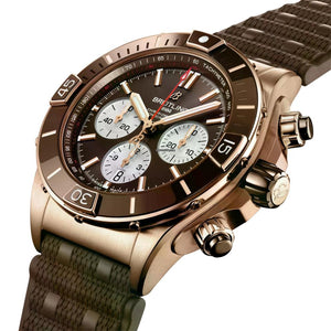 Breitling Chronomat Super Chronomat B01 44mm 18k Red Gold Brown Dial RB0136 E31 Q1 S1 1/4th second chronograph 30-minute and 12-hour totalizers