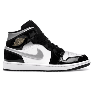 Jordan 1 Mid SE Patent Black White Metallic Silver Metallic