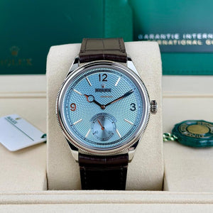 Rolex | 1908 | 52506 | Platinum | 39 x 41 mm | Leather | Blue | Automatic