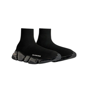 Balenciaga Speed 2.0 Full Clear Sole Recycled Knit Sneaker In Black
