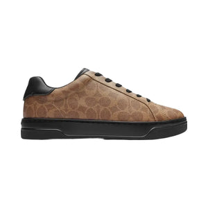 Coach Men's High Line Sneaker In Signature Canvas Khaki Black