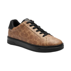 Coach Men's High Line Sneaker In Signature Canvas Khaki Black
