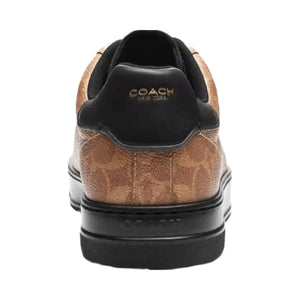Coach Men's High Line Sneaker In Signature Canvas Khaki Black