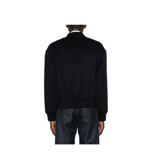 Black Ribbed Hem and Cuffs Zip Fastening Jacket