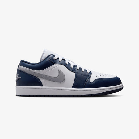 JORDAN AIR JORDAN 1 LOW { WHITE/WOLF GREY-MIDNIGHT NAVY