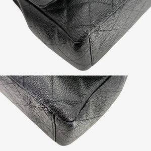 CS077 - CHANEL Black Caviar Leather Jumbo Maxi Classic Flap Bag