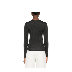 Grey V-Neck Long Sleeve Sweater