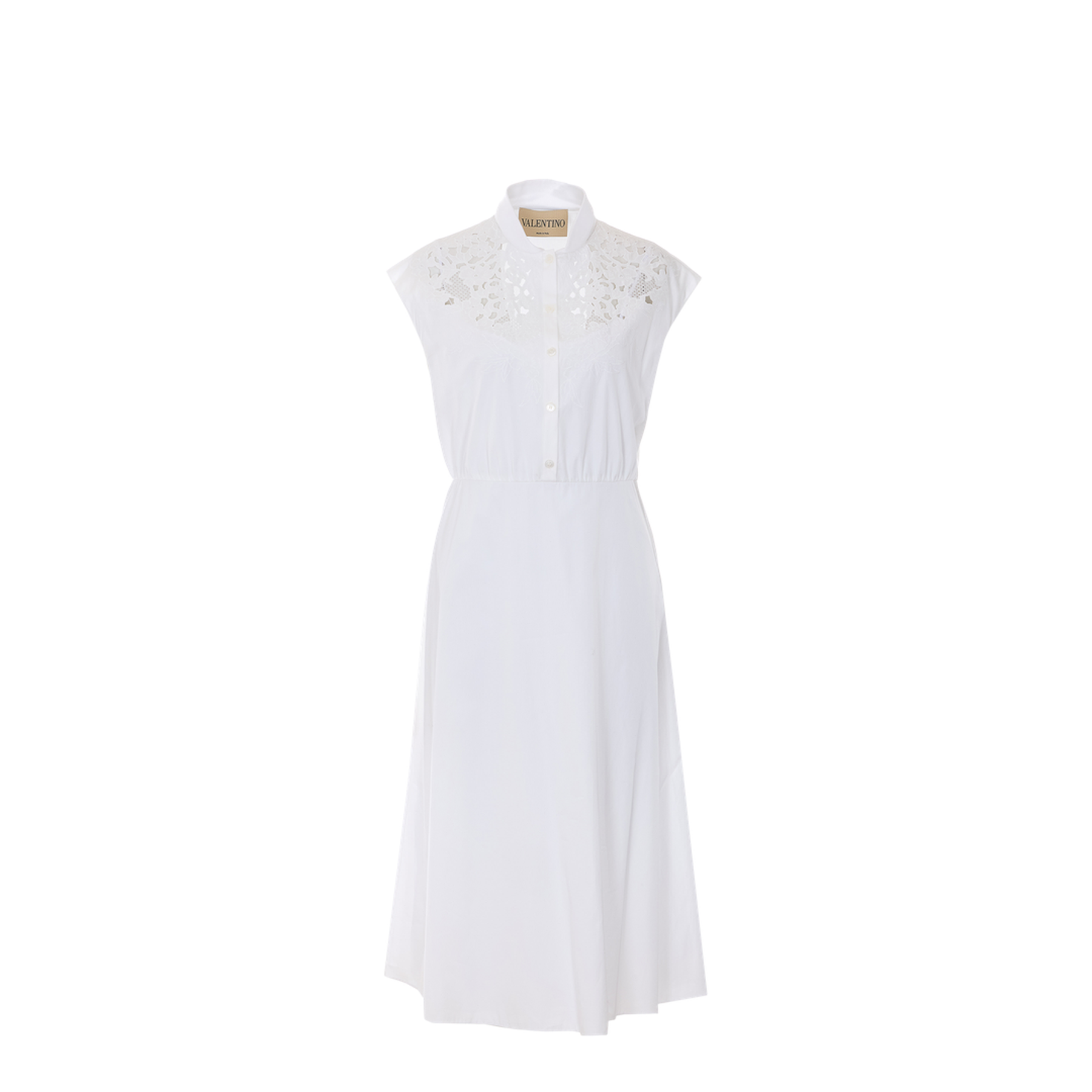 Embroidered Poplin Midi Dress - White