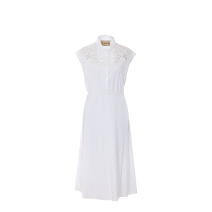 Embroidered Poplin Midi Dress - White