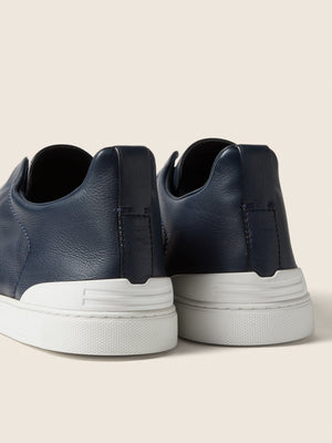 Zegna Blue Triple Stitch Secondskin Sneakers