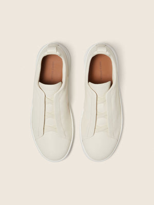 Zegna White Triple Stitch Secondskin Sneakers