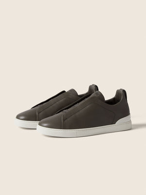 Zegna Dark Taupe Triple Stitch Secondskin Sneakers