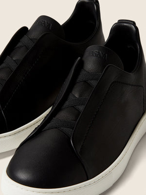 Zegna Black Triple Stitch Secondskin Sneakers