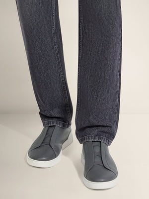 Zegna Dark Grey Triple Stitch Secondskin Sneakers