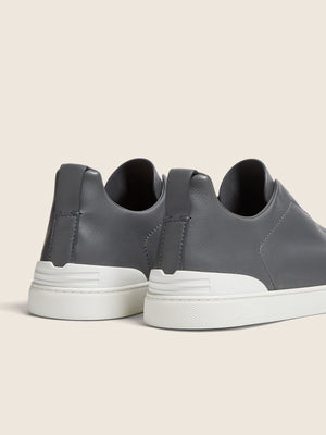 Zegna Dark Grey Triple Stitch Secondskin Sneakers