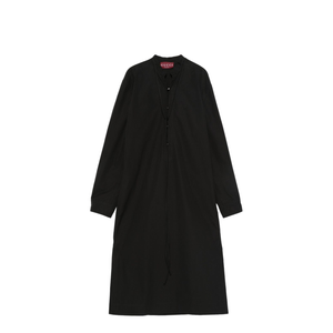Cotton Poplin Dress with Belt in Black