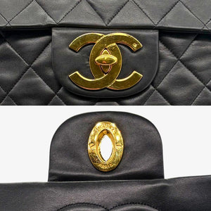 JAH231 - CHANEL Vintage Black Lambskin Maxi Classic Flap Bag