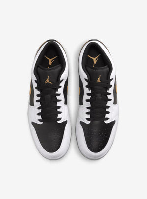 Air Jordan 1 Low White Black Metallic Gold Swoosh