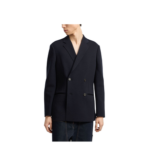 Double-breasted Blazer in a Plain-Knit Wool Blend