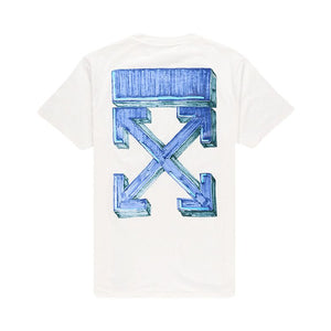 Off-White Marker Shorts-Sleeve Slim T-Shirt White/Blue