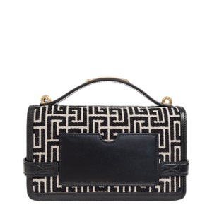 B-Buzz Shoulder Bag in Calfskin and PB Jacquard Canvas