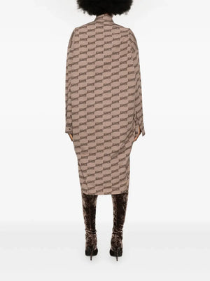 monogram-print long-sleeve shirtdress