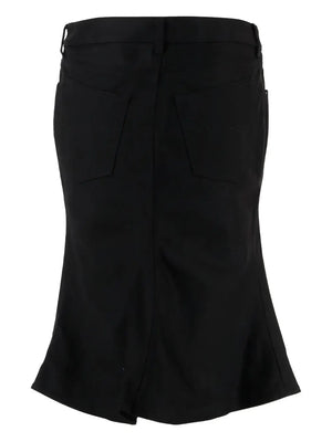 godet denim skirt