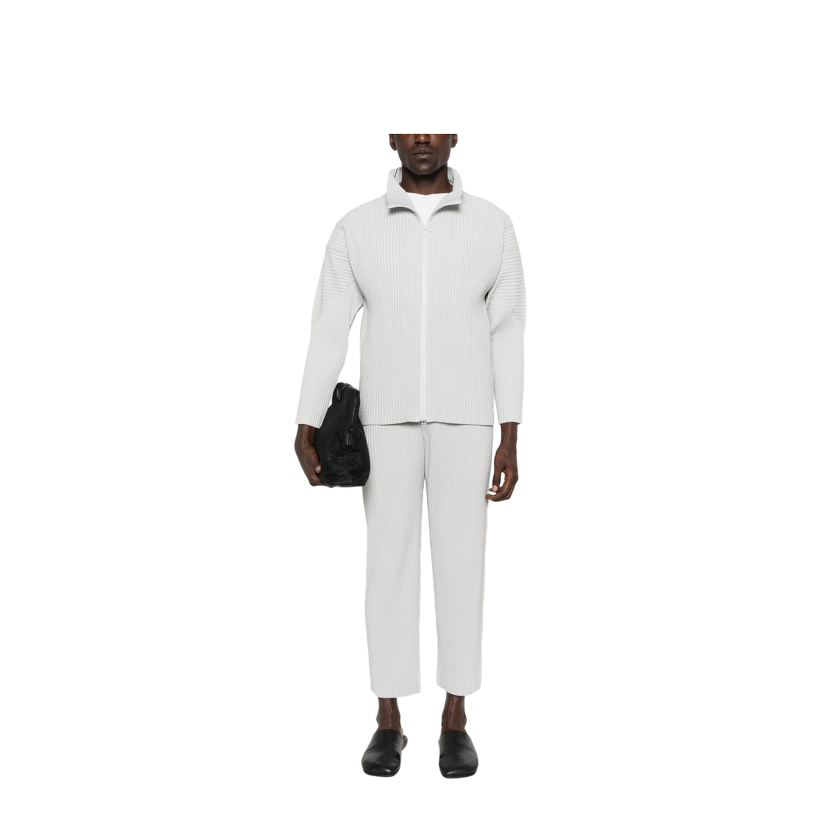 Pleated Texture Zip Fastening Jacket