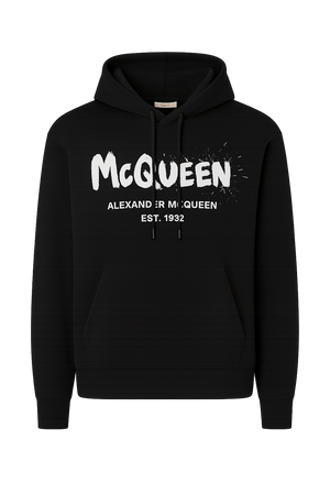 Alexander McQueen Black Hoodie with Watercolor Graffiti print