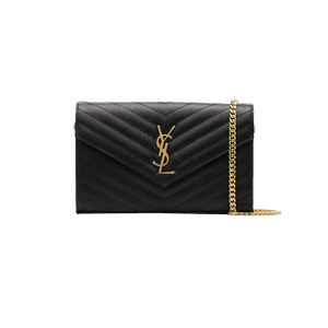 Saint Laurent Medium Matelassé Leather Wallet On Chain Nero