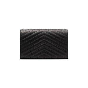 Saint Laurent Medium Matelassé Leather Wallet On Chain Nero
