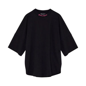 Palm Angels Double Logo Overszied Black Fuchsia T-Shirt