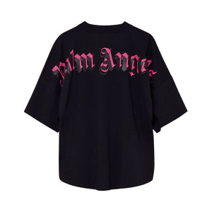 Palm Angels Double Logo Overszied Black Fuchsia T-Shirt